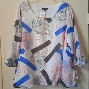 NWT Alfani Plus Elegant Floral Women's Top 3X